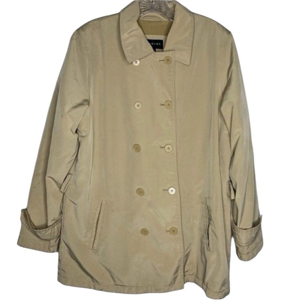 Braetan Trench Coat Women’s L Tan Double Breasted Button Down Fleece Lining
